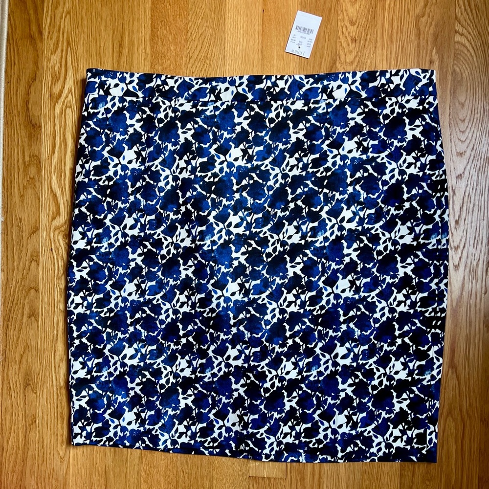NWT! J.Crew Factory Printed Stretch Cotton Sateen Pencil Skirt Size 18